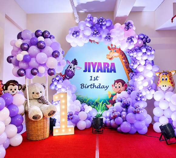 kids birthday celebration setup
